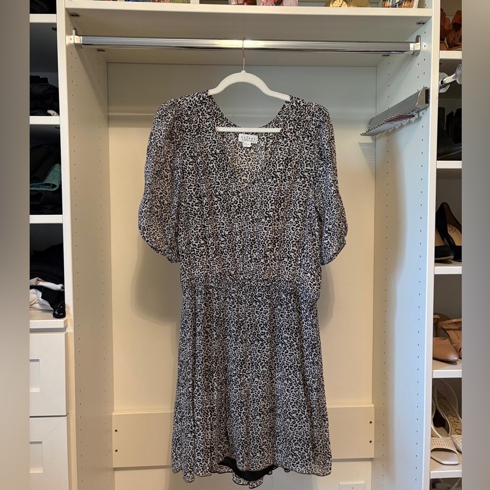 Velvet Leopard Print, Midi Dress - size L